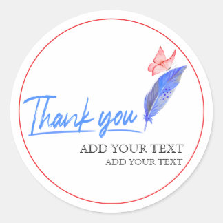 Modern Feather & Butterfly Small Business Thank Yo ラウンドシール
