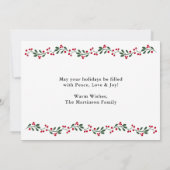 Modern Feliz Navidad Greenery Berries 3 Photo シーズンカード (裏面)