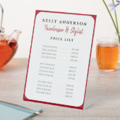 Modern Feminine Red Border Hairdresser Price List 台座サイン (インサイチュ)