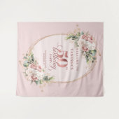 Modern Feminine Rose Gold 50th Birthday Banner タペストリー (正面(横))