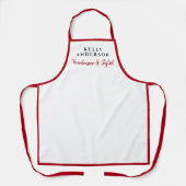 Modern Feminine White Red Border Hairdresser  エプロン (正面)