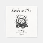 Modern Ferret Wedding Cocktail Napkins  スタンダードカクテルナプキン (正面)