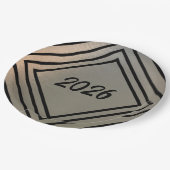 Modern Festive Brushed Metal 2026 New Years Party ペーパープレート (アングル)