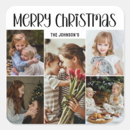 Modern Festive Casual Colorful Christmas 5 Photo  スクエアシール