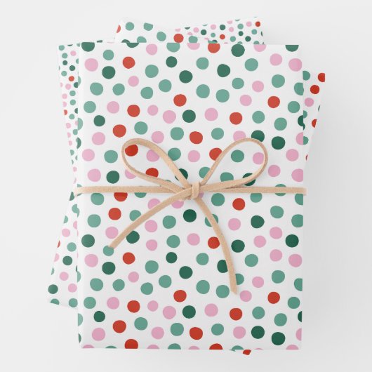 Modern Festive Dot Pattern Christmas ラッピングペーパーシート (インサイチュ)