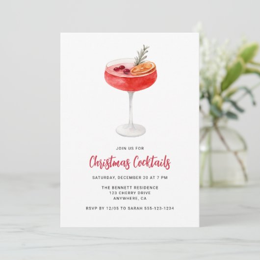 Modern Festive Drinks Christmas Cocktail Party 招待状 (スタンド正面)