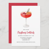 Modern Festive Drinks Christmas Cocktail Party 招待状 (正面/裏面)