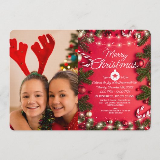 Modern Festive Holiday Greeting 招待状 (正面)