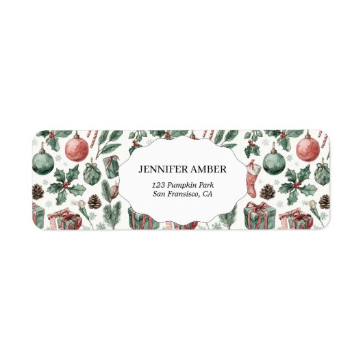 Modern Festive Holiday Simple Rustic Boho ラベル (正面)