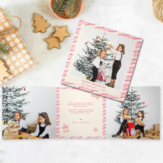 Modern Festive Photo Christmas 三つ折りクリスマスカード