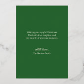 Modern Festive Red Green Photo Christmas  箔シーズンカード (裏面)