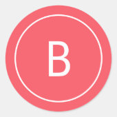 Modern Festive Red Monogram Christmas Envelope ラウンドシール (正面)