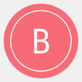 Modern Festive Red Monogram Christmas Envelope ラウンドシール