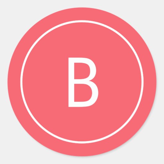 Modern Festive Red Monogram Christmas Envelope ラウンドシール (正面)