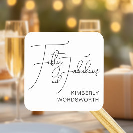 Modern Fifty and Fabulous 50th Birthday Party スクエアシール