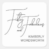 Modern Fifty and Fabulous 50th Birthday Party スクエアシール (正面)