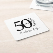 Modern Fifty and Fabulous 50th Birthday Party スクエアペーパーコースター (アングル)