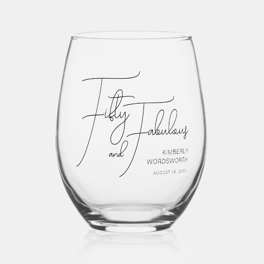 Modern Fifty and Fabulous 50th Birthday Party ステムなしワイングラス (正面)