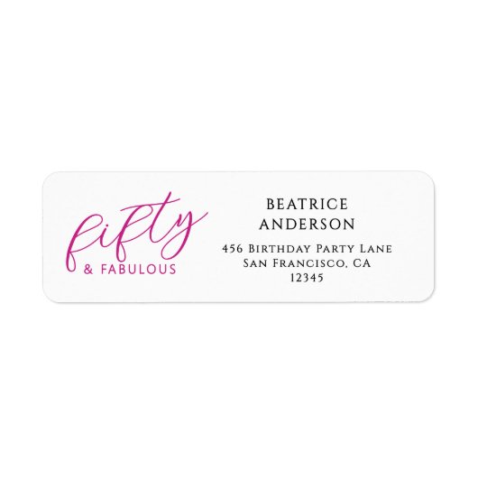 Modern Fifty and Fabulous 50th Birthday Party ラベル (正面)