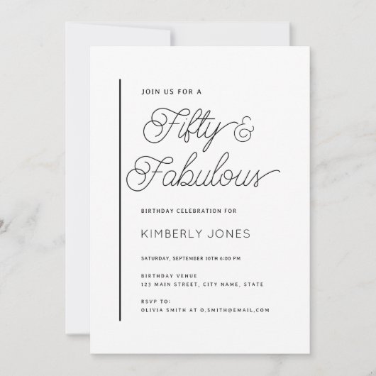 Modern Fifty and Fabulous 50th Birthday Party 招待状 (正面)