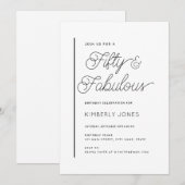 Modern Fifty and Fabulous 50th Birthday Party 招待状 (正面/裏面)