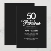Modern Fifty and Fabulous Black 50th Birthday 招待状 (正面/裏面)