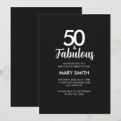 Modern Fifty and Fabulous Black 50th Birthday 招待状 (正面/裏面)