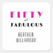 Modern Fifty and Fabulous Bold 50th Birthday スクエアシール (正面)