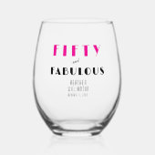 Modern Fifty and Fabulous Bold 50th Birthday ステムなしワイングラス (正面)