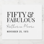 Modern Fifty and Fabulous Bold 50th Birthday スパークリングワインラベル (シングルラベル)