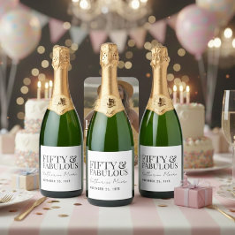 Modern Fifty and Fabulous Bold 50th Birthday スパークリングワインラベル