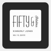 Modern Fifty and Fabulous Bold 50th Birthday Party スクエアシール (正面)