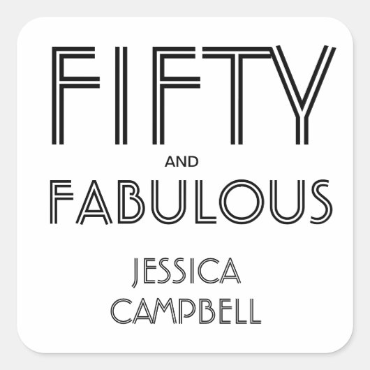 Modern Fifty and Fabulous Bold 50th Birthday Party スクエアシール (正面)