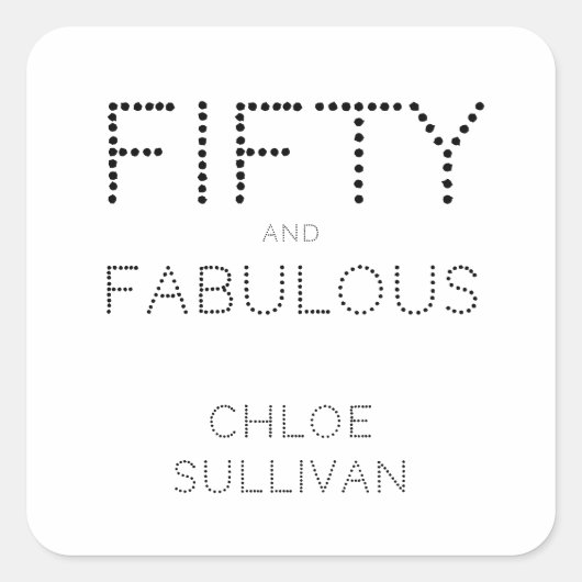 Modern Fifty and Fabulous Bold 50th Birthday Party スクエアシール (正面)