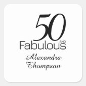 Modern Fifty and Fabulous Bold 50th Birthday Party スクエアシール (正面)
