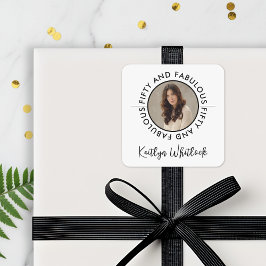 Modern Fifty and Fabulous Bold 50th Birthday Party スクエアシール