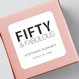 Modern Fifty and Fabulous Bold 50th Birthday Party スクエアシール