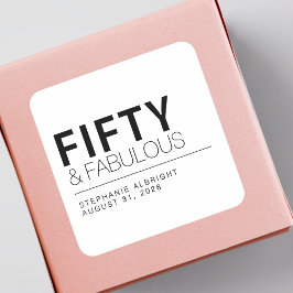 Modern Fifty and Fabulous Bold 50th Birthday Party スクエアシール