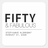 Modern Fifty and Fabulous Bold 50th Birthday Party スクエアシール (正面)