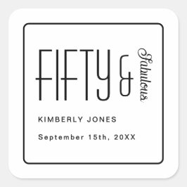 Modern Fifty and Fabulous Bold 50th Birthday Party スクエアシール