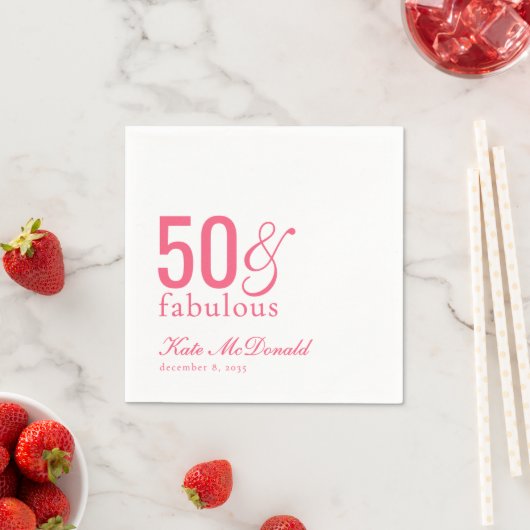 Modern Fifty and Fabulous Bold 50th Birthday Party スタンダードカクテルナプキン (インサイチュ)
