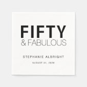 Modern Fifty and Fabulous Bold 50th Birthday Party スタンダードカクテルナプキン (正面)