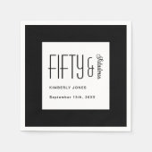 Modern Fifty and Fabulous Bold 50th Birthday Party スタンダードカクテルナプキン (正面)