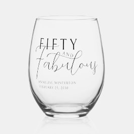 Modern Fifty and Fabulous Bold 50th Birthday Party ステムなしワイングラス