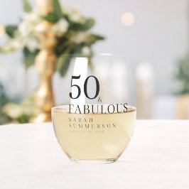 Modern Fifty and Fabulous Bold 50th Birthday Party ステムなしワイングラス