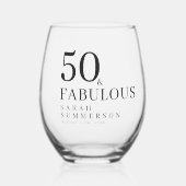 Modern Fifty and Fabulous Bold 50th Birthday Party ステムなしワイングラス (正面)