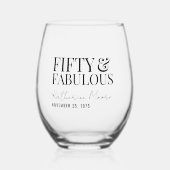 Modern Fifty and Fabulous Bold 50th Birthday Party ステムなしワイングラス (正面)