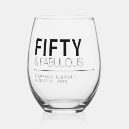 Modern Fifty and Fabulous Bold 50th Birthday Party ステムなしワイングラス