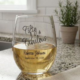 Modern Fifty and Fabulous Bold 50th Birthday Party ステムなしワイングラス