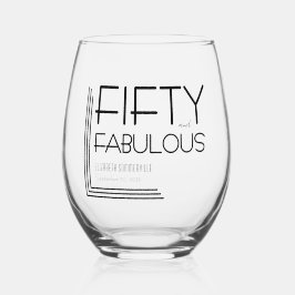 Modern Fifty and Fabulous Bold 50th Birthday Party ステムなしワイングラス